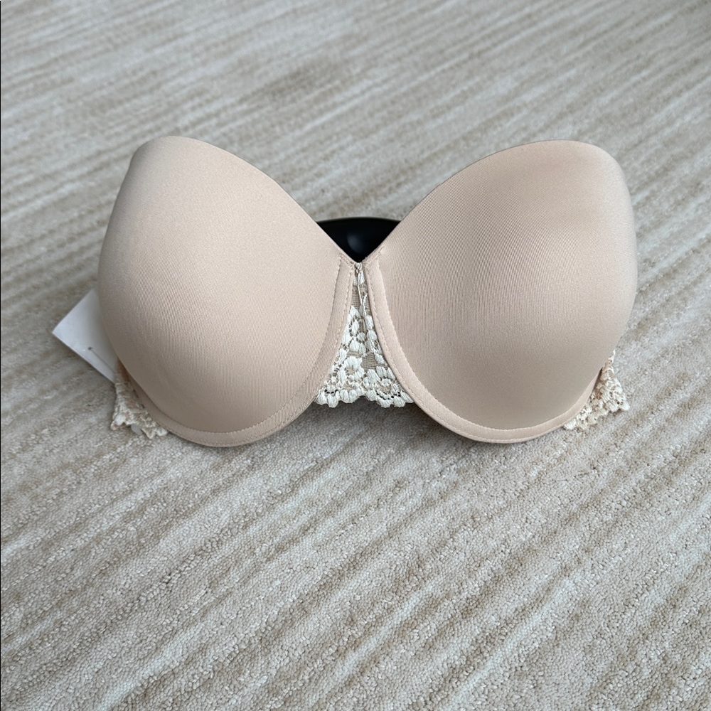 NWT Wacoal Embrace Strapless Push Up Lace Bra 854191 Nude 32DD